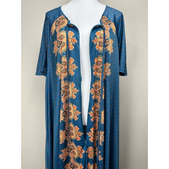 Only Necessities 18/20 Blue Zip Up Floral Paisley House Dress Muu Muu. - Picture 4 of 16